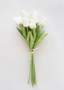 Afloral.com Artificial Flowers Real Touch Tulip Flower Bundle Of 12 - 14.5"