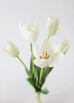 Afloral Bundle Of 5 Real Touch White Tulips - 22
