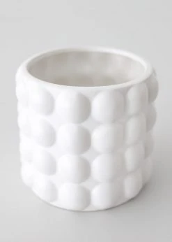 Afloral Hobnail Textured Pot In White - 5.25