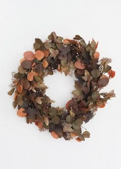 Afloral Fake Earthy Eucalyptus Leaf Wreath - 24" Artificial Plants