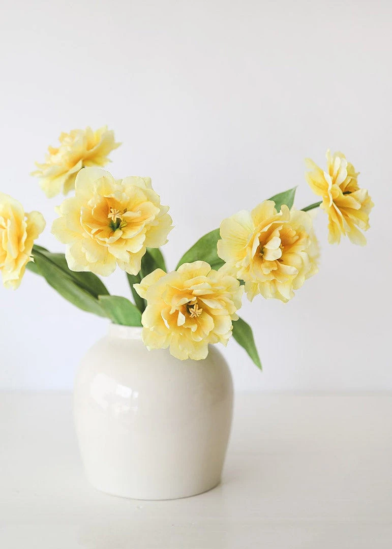 Afloral Ruffle Yellow Faux Tulip Flower - 25"