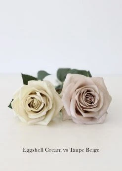 Afloral Artificial Flowers Rose In Taupe Beige - 21.5