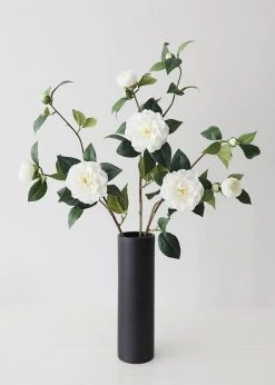 Afloral Real Touch Camellia Roses In Cream White - 35