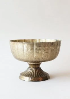 Afloral Vases Distressed Gold Metal Compote Bowl - 5.5"