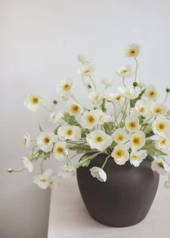 Afloral Faux Poppy Flowers In White - 23" Artificial Flowers