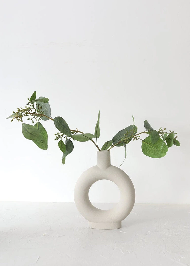 Afloral Handmade Stoneware Circle Vase - 9.25"