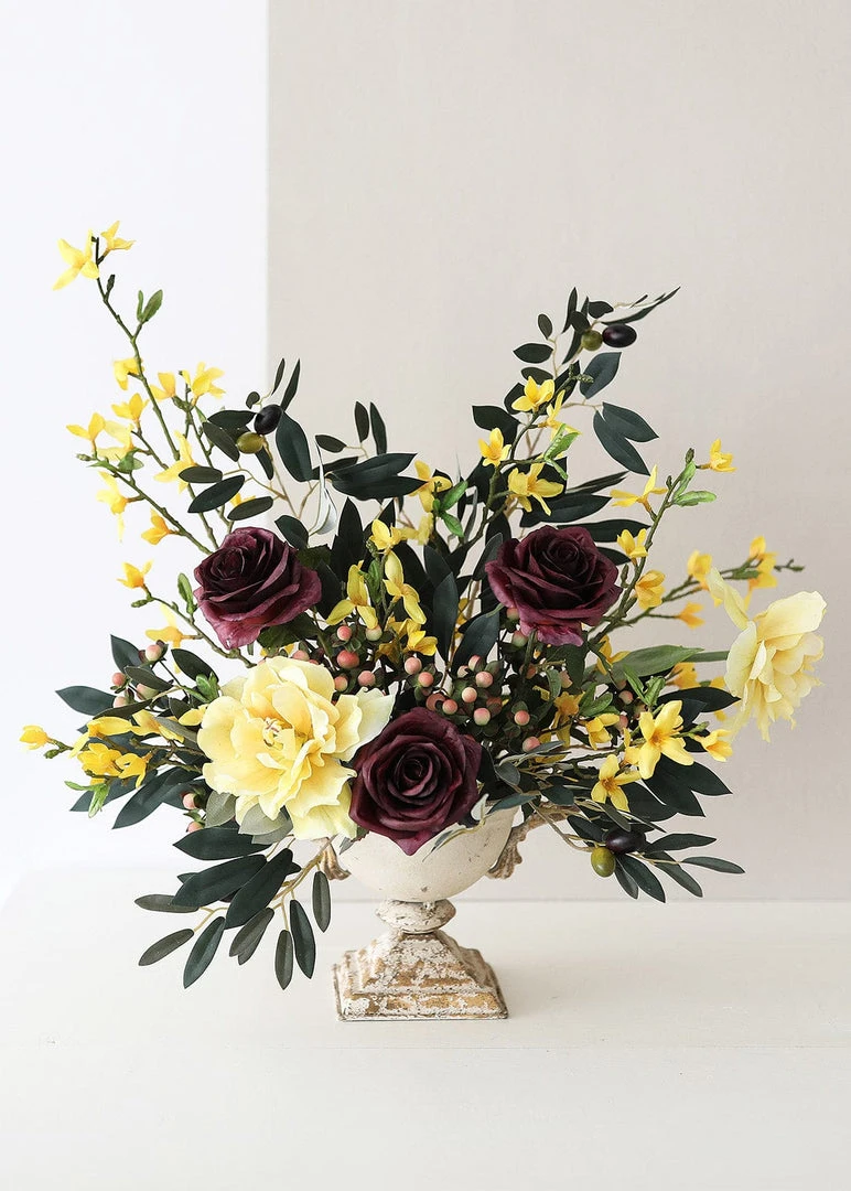 Afloral Silk Flowers Rose In Plum Purple - 21.5" Artificial Flowers