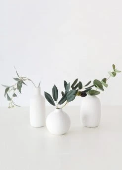 Afloral Set Of 3 Matte Ceramic Bud Vases - 4.25-7
