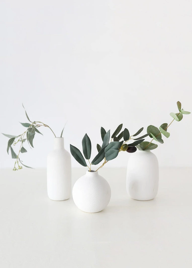 Afloral Set Of 3 Matte Ceramic Bud Vases - 4.25-7"