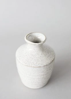 Afloral Hari Bud Vase In Distressed White Ceramic - 4.5