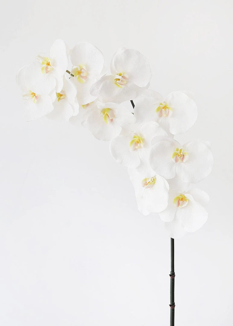 Afloral Artificial Flowers Large White Real Touch Fake Orchids - 44"