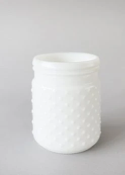 Afloral White Glass Hobnail Jar - 5