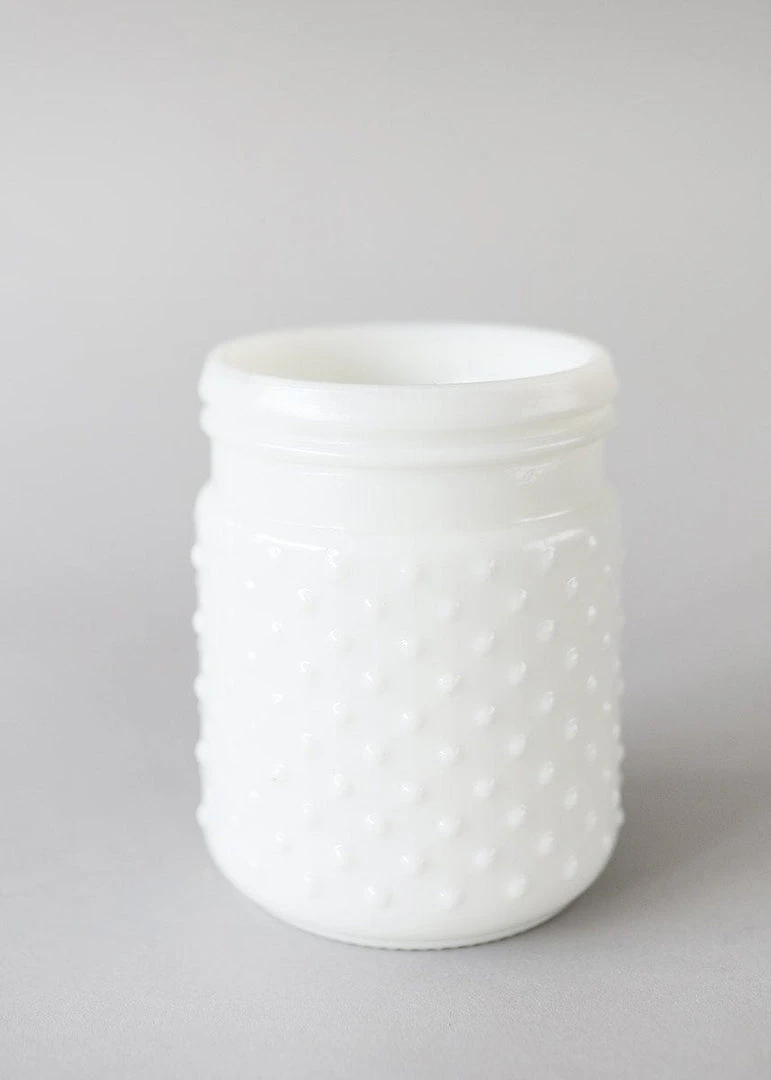 Afloral White Glass Hobnail Jar - 5" Vases