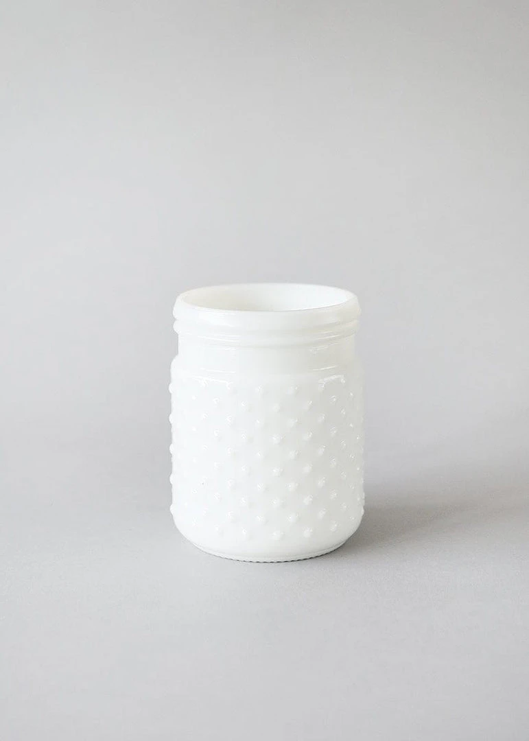 Afloral White Glass Hobnail Jar - 5" Vases