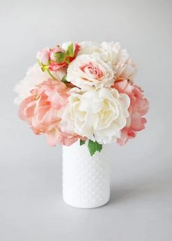 Afloral Vases Glass Hobnail Jar In White - 7.5