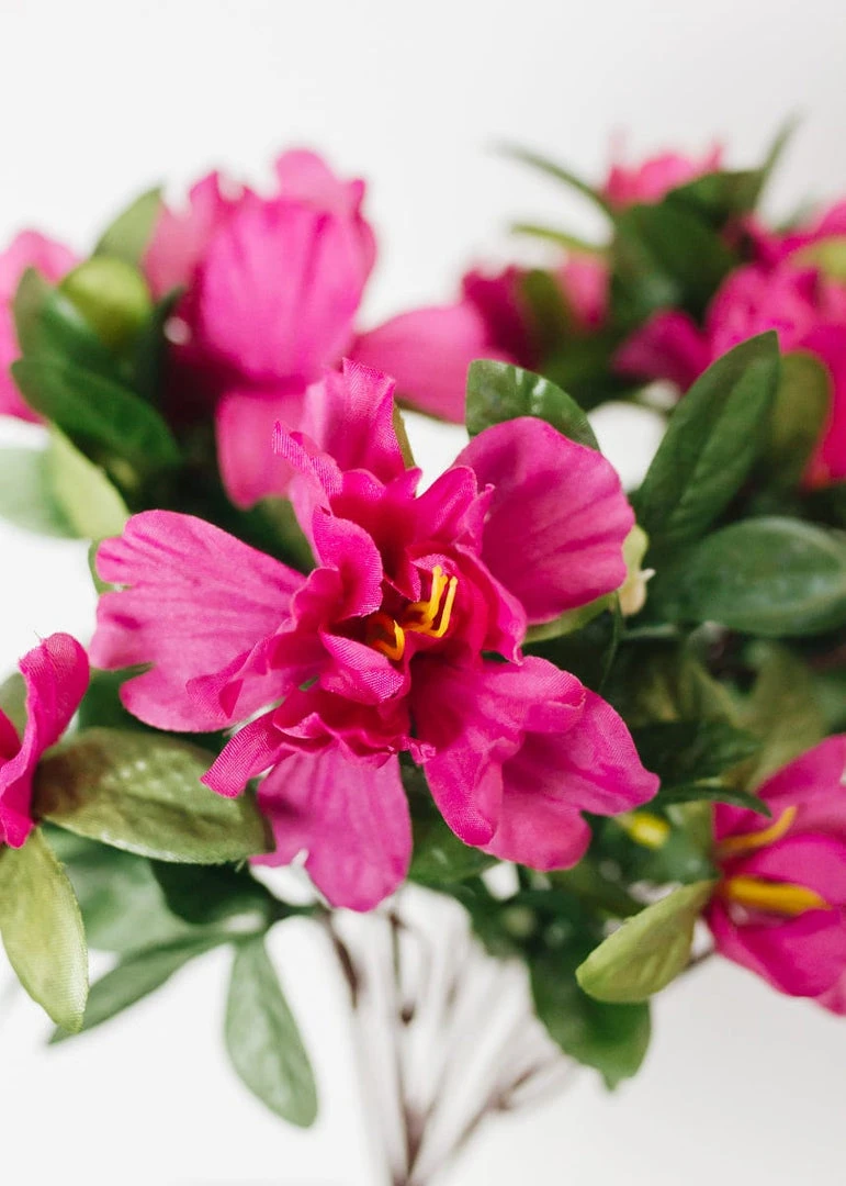 Afloral Azalea Silk Flowers Bush In Fuchsia - 13" Artificial Flowers