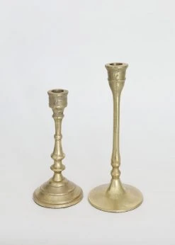 Afloral Set Of 2 Aluminum Candlestick Holders - 7.5-9.5"