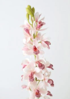 Afloral Artificial Flowers Pink Mauve Fake Cymbidium Orchid - 31"