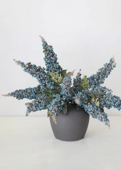 Afloral Artificial Flowers Faux Blue Berry Cluster Branch - 37"