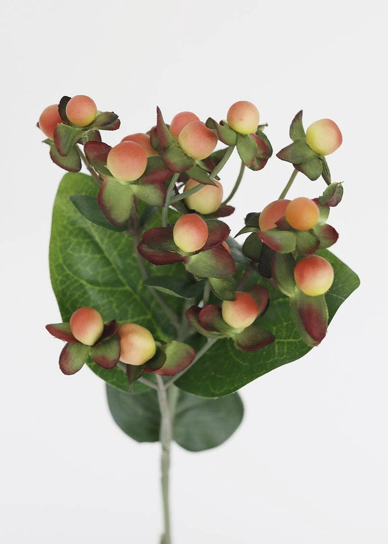 Afloral Artificial Flowers Red Pink Artificial Hypericum Berries - 22.5"