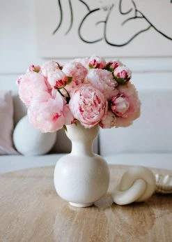 Afloral Artificial Flowers Pink Faux Flower Bundle Of Peonies - 21.5
