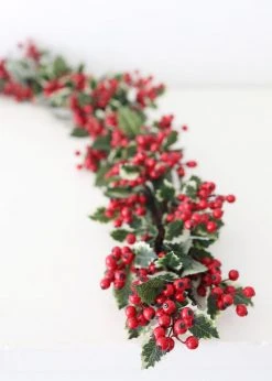 Afloral Outdoor Waterproof Holly Berry Christmas Garland - 4' Artificial Plants