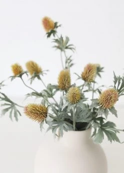 Afloral Yellow Green Artificial Thistle Wildflowers - 30.5