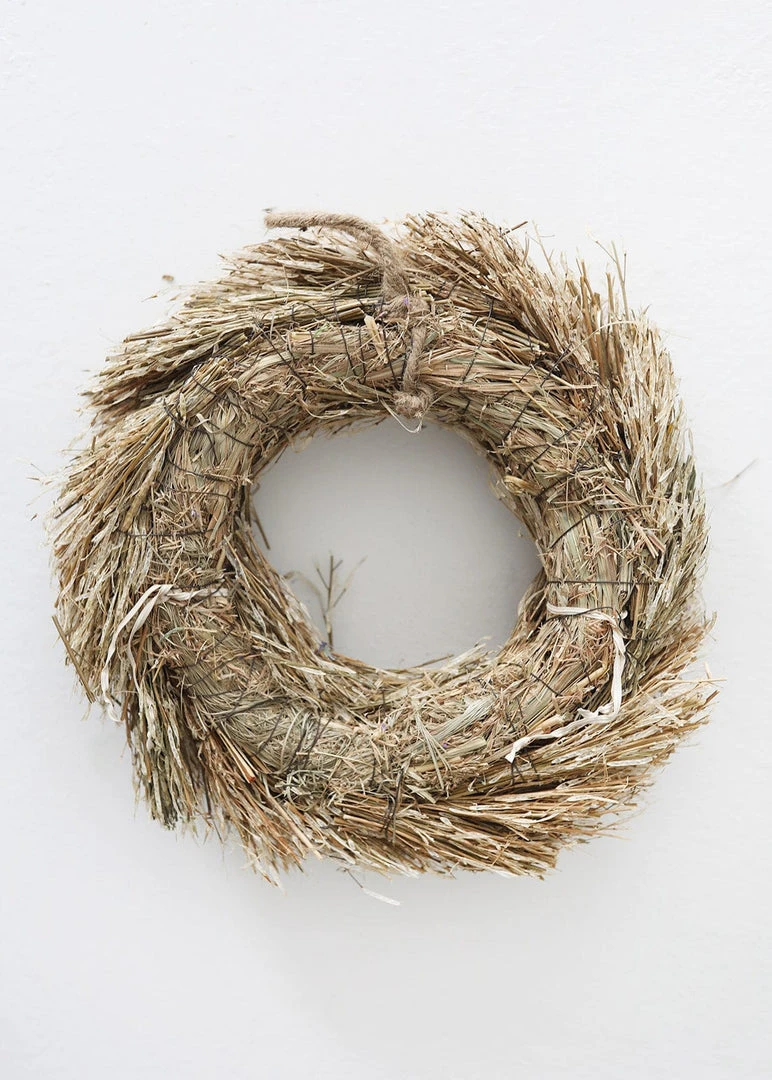 Afloral Dried Flowers Small Natural Dried Grain Grass Wreath - 11-12"