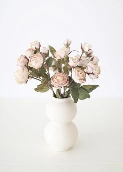 Afloral Beige Faux Dried Roses With Bud - 21