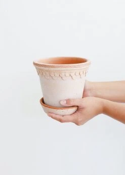 Afloral.com Bergs Pink Washed Clay Pot With Drainage - 6