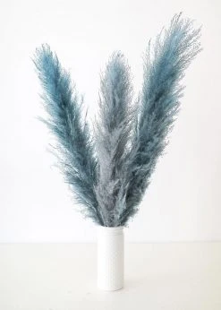 Afloral Dried Flowers Bundle Of 3 Blue Dried Pampas Grass - 40-48"
