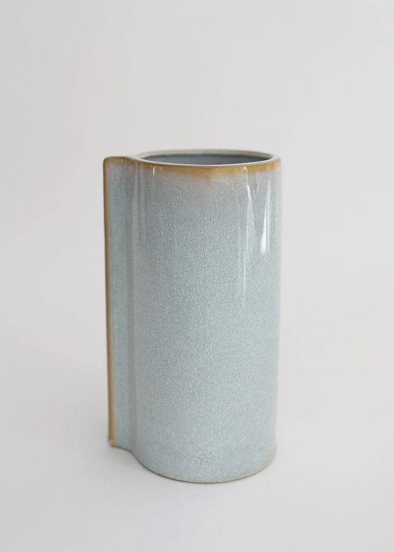 Afloral Blue Slate Ceramic Cylinder Vase - 9"
