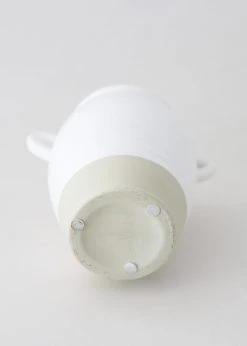 Afloral White Ceramic Urn Vase With Handles - 9.5