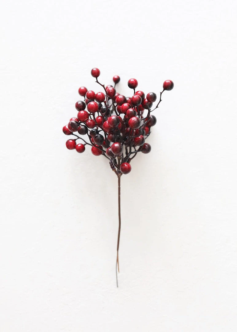 Afloral Burgundy Fake Berries Pick - 9" Artificial Plants