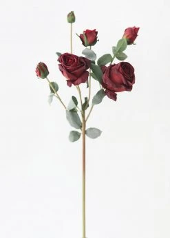 Afloral Fake Rose Spray In Burgundy - 27.5"