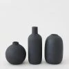 Afloral Set Of 3 Black Ceramic Bud Vases - 4.25-7"