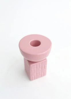 Afloral Textured Pink Geometric Candle Holder - 3.5