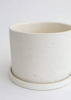 Afloral Speckled Ceramic Pot With Saucer - 5.5