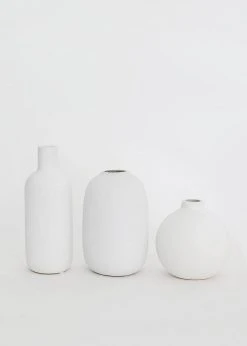 Afloral Set Of 3 Matte Ceramic Bud Vases - 4.25-7