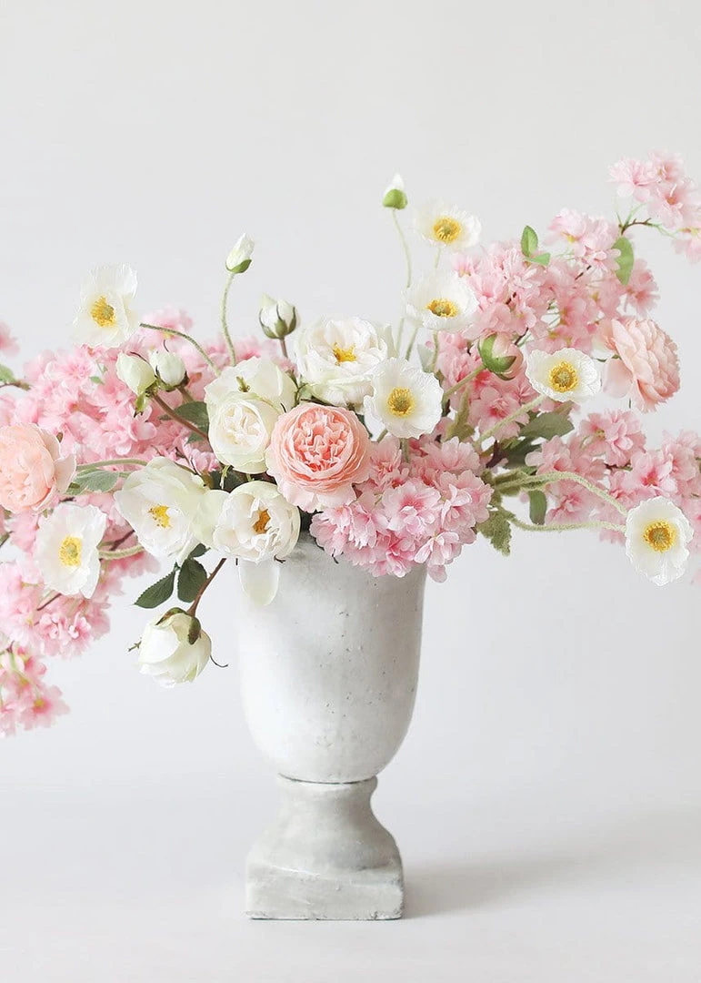 Afloral Faux Poppy Flowers In White - 23" Artificial Flowers