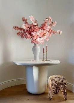 Afloral Ceramic Tall Glossy Vase In Blue-Washed White - 16" Vases