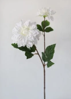 Afloral White Real Touch Dahlia Fake Flowers - 23.5" Artificial Flowers