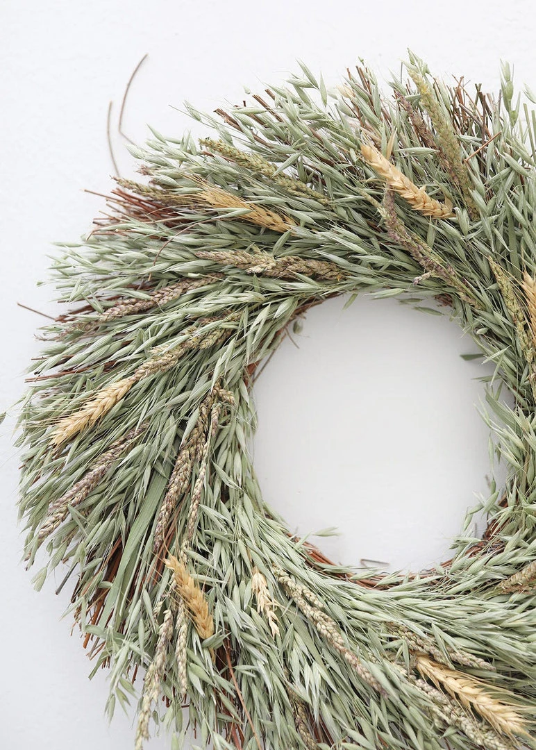 Afloral Natural Dried Wheat Grass Wreath - 18" Dried Flowers