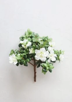 Afloral Artificial Flowers Silk Azalea Bush In Cream White - 12"