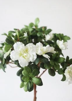 Afloral Artificial Flowers Silk Azalea Bush In Cream White - 12"