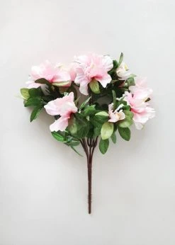 Afloral Artificial Flowers Pink Azalea Silk Flowers Bush - 13"