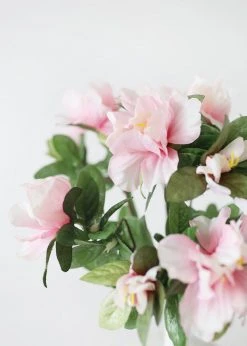 Afloral Artificial Flowers Pink Azalea Silk Flowers Bush - 13"