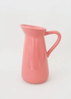 Vases Afloral Glossy Coral Glazed Pitcher - 9.5"