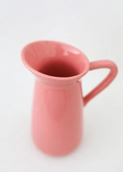 Vases Afloral Glossy Coral Glazed Pitcher - 9.5"