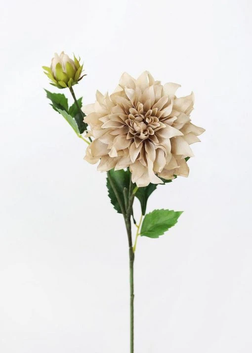 Afloral Dahlia Silk Flower In Taupe - 19.5"
